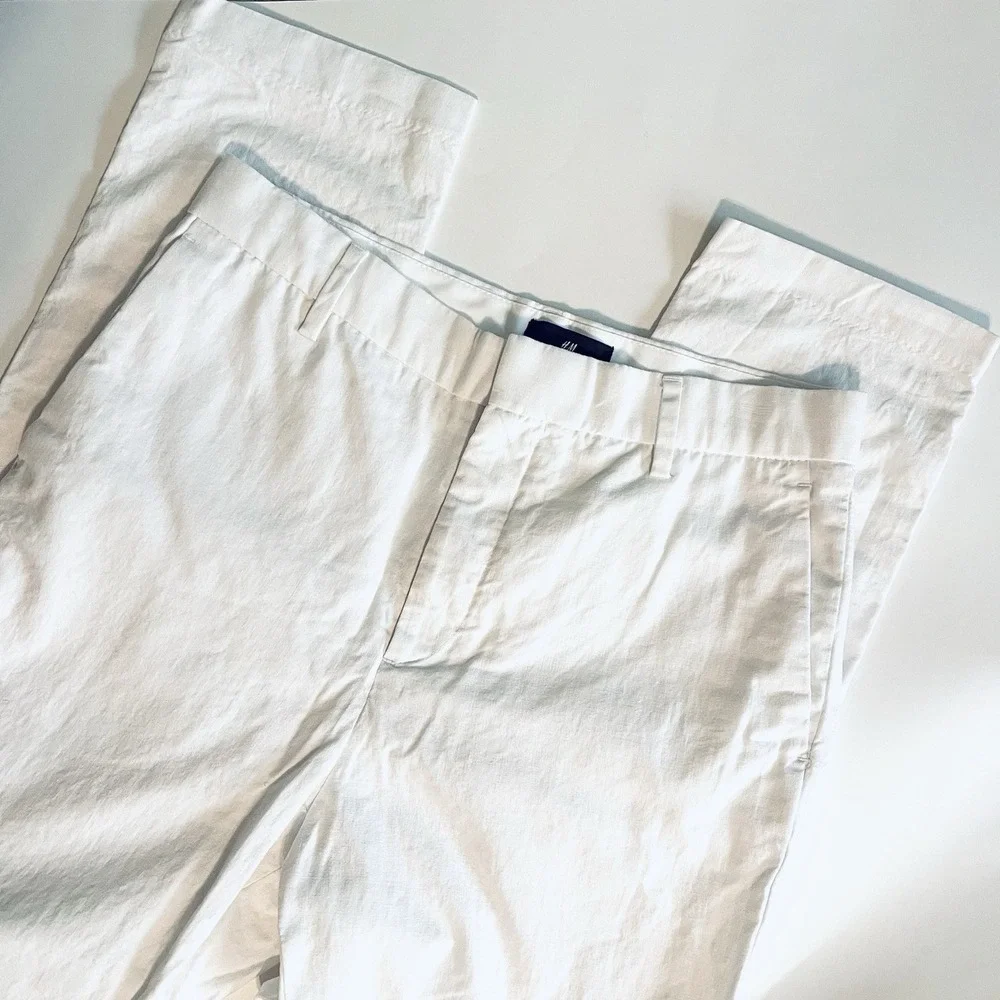 H & M Women's White Linen Blend Pants Size‎ 29 Straight Leg